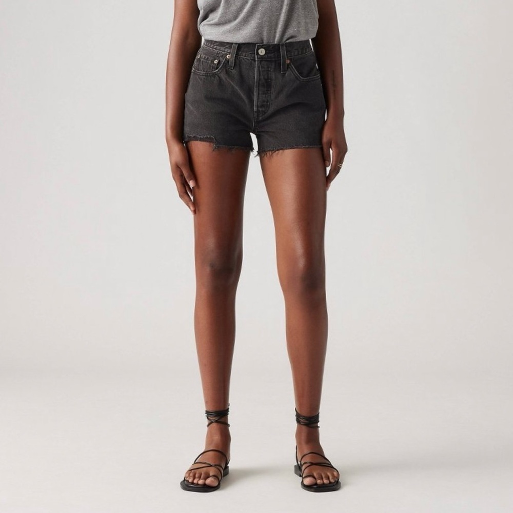 Levi’s 501 Original Fit High-Rise Women’s Cut Off Jean Shorts in Lunar Black 30